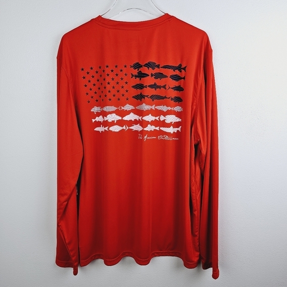 The American Outdoorsman Orange Long Sleeve Fishing Shirt UPF 50 Protection NWT - Picture 2 of 11